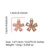 Pink Zirconia Flower Copper Charms, Golden Plated DIY Jewelry Pendants for Earring Necklace Craft