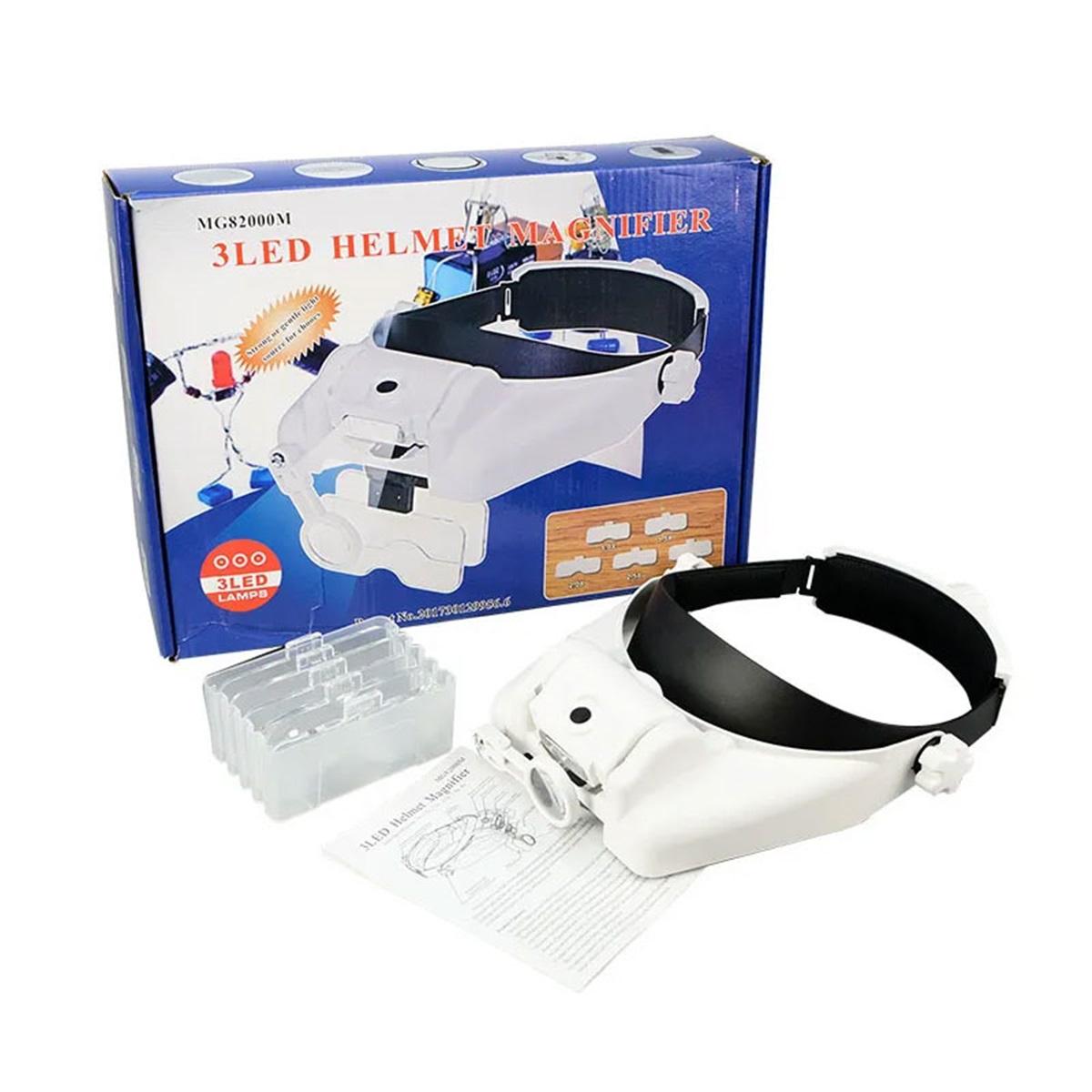 1X-14X 6 Verwisselbare Lens Optivisor Hoofdband Verlichte Vergrootglas Hoofd Vergrootglas met Licht Vergrootglas Bril Loupes
