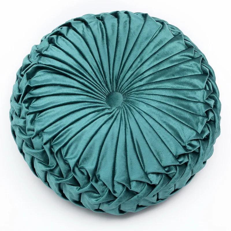 Light Luxury Solid Color Dutch Plush Pumpkin Sofa Pillow Handsewn Wheel Shape Chair Waist Pillow Cushion 35x10cm 4589₽