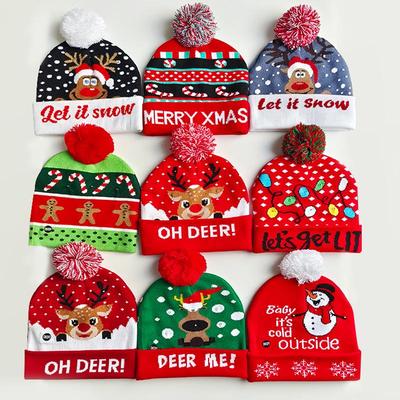 Festliche LED Leuchtmütze für Erwachsene - Unisex Jacquard Woll-Design
