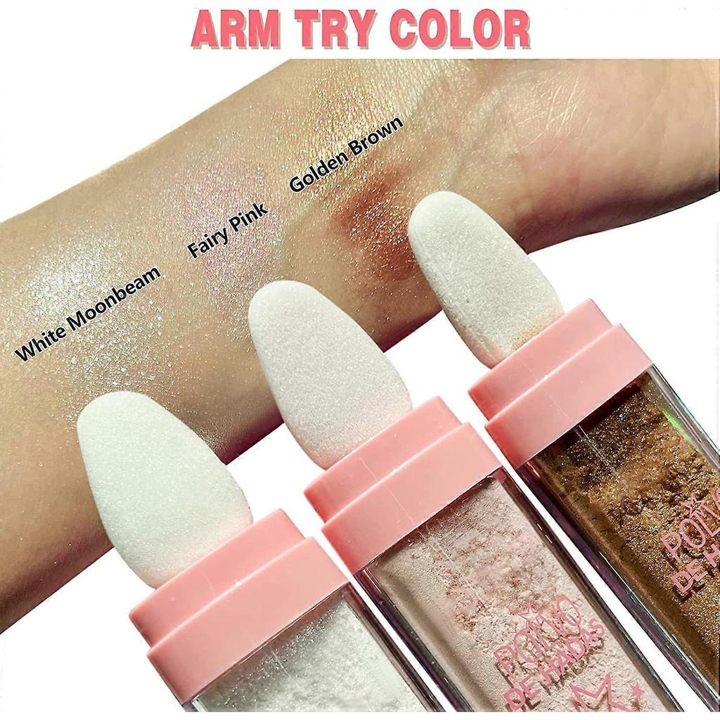 Body Glitter Powder, Highlighter Makeup Powder, Shimmer Sparkle Powder Makeup Highlighter less