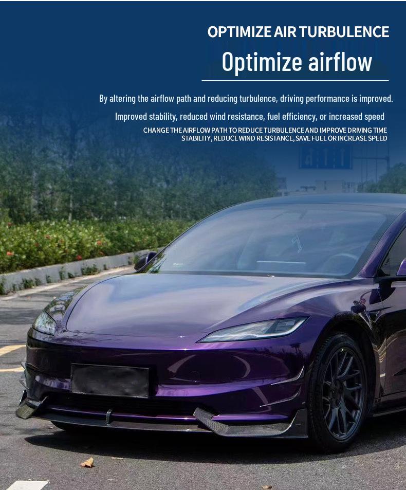 2024-2025 Tesla Model 3 Carbon Fiber Front Bumper Wind Deflector