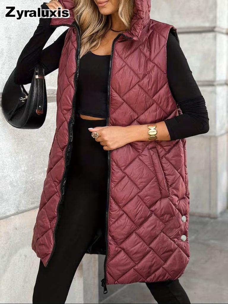 Damen Langarm Baumwollweste mit Kapuzen-Cardigan für Herbst Winter Tägliche Kleidung