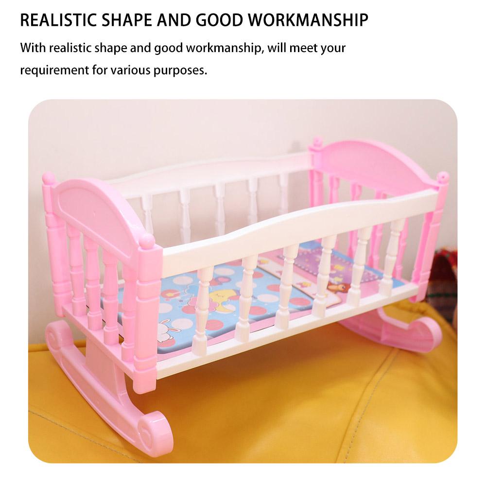 Furniture Toys Baby Doll Rocking Bed Pretend Play Doll Rocking Crib Baby Bed Cradle Kids Toy