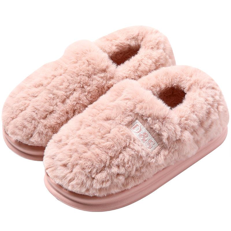Heel cotton slippers winter home indoor household thick-soled non-slip plush warm cotton shoes winter