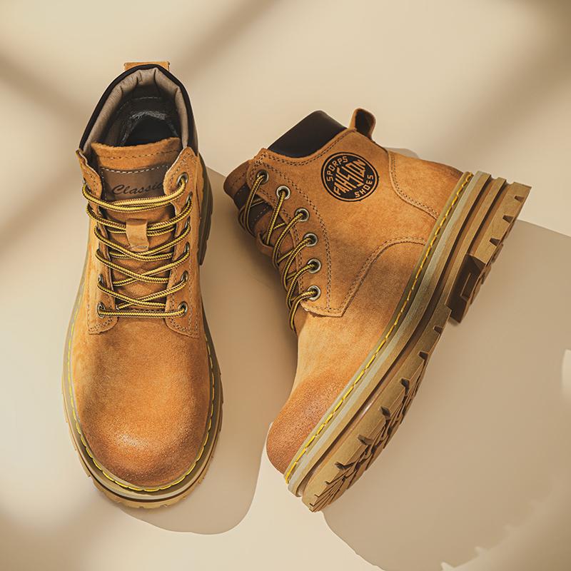 Fashion Lace-Up Men Winter Plush Snow Boots New Stylish Male Shoes High Quality Men's Low Top Boots Leather for Men Motorcycle Boots