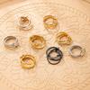 Titanium Steel Fashion Creative Plated Jewelry18k Gold Ring Three-Layer Plain Band with Inlaid Diamonds Stackable Rings Wholesale