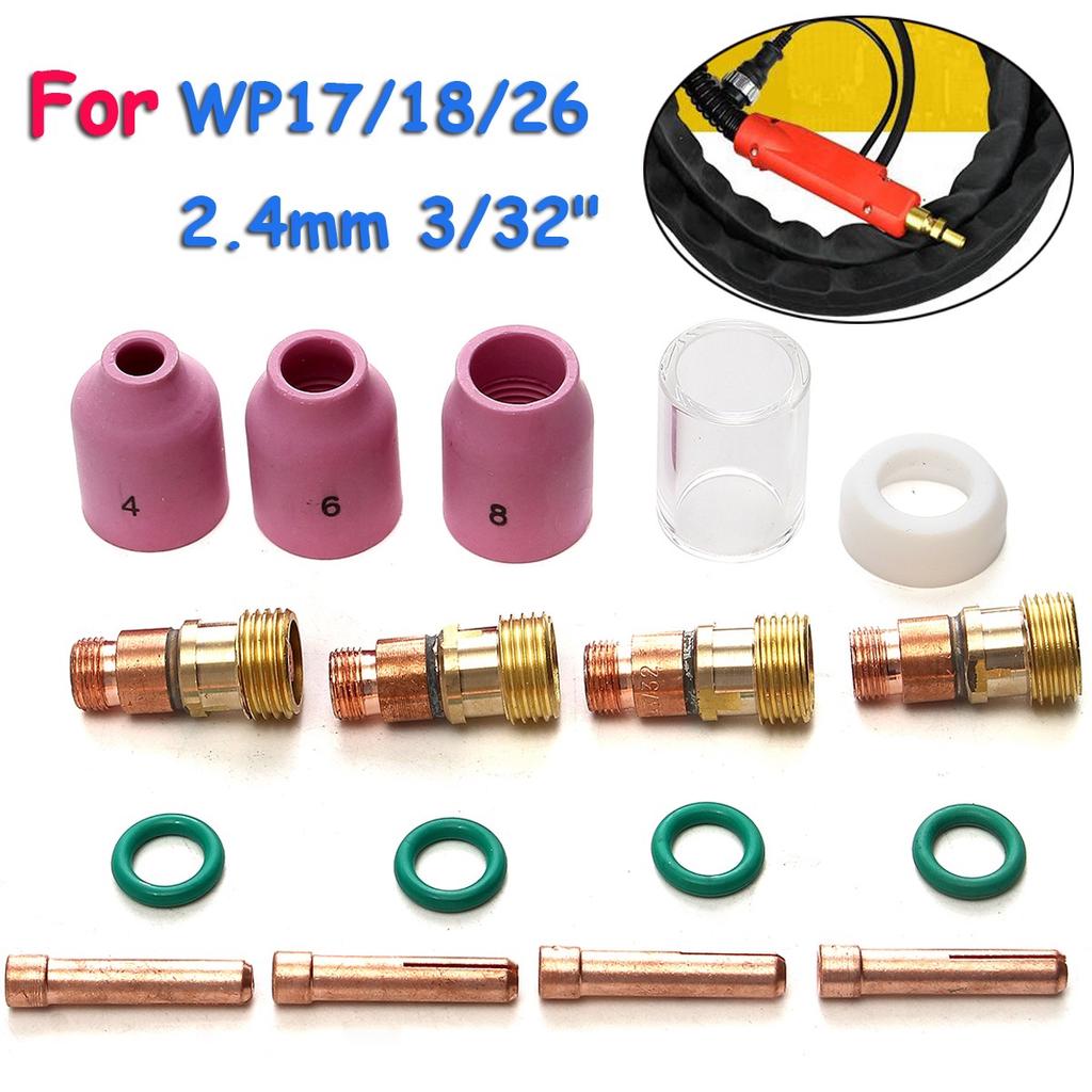 10 piezas Consumibles de antorcha de soldadura TIG para antorcha TIG WP-17//18//26 incluyendo boquilla de cer/ámica 10 piezas Kit de accesorios de soldadura TIG tapa posterior cuerpo de collar