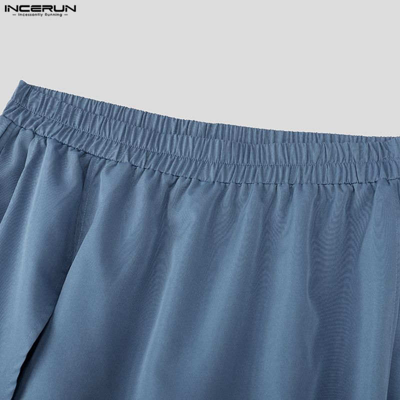 INCERUN Pantaloni Lunghi Casual da Uomo Vintage a Vita Elastica con Strati Irregolari