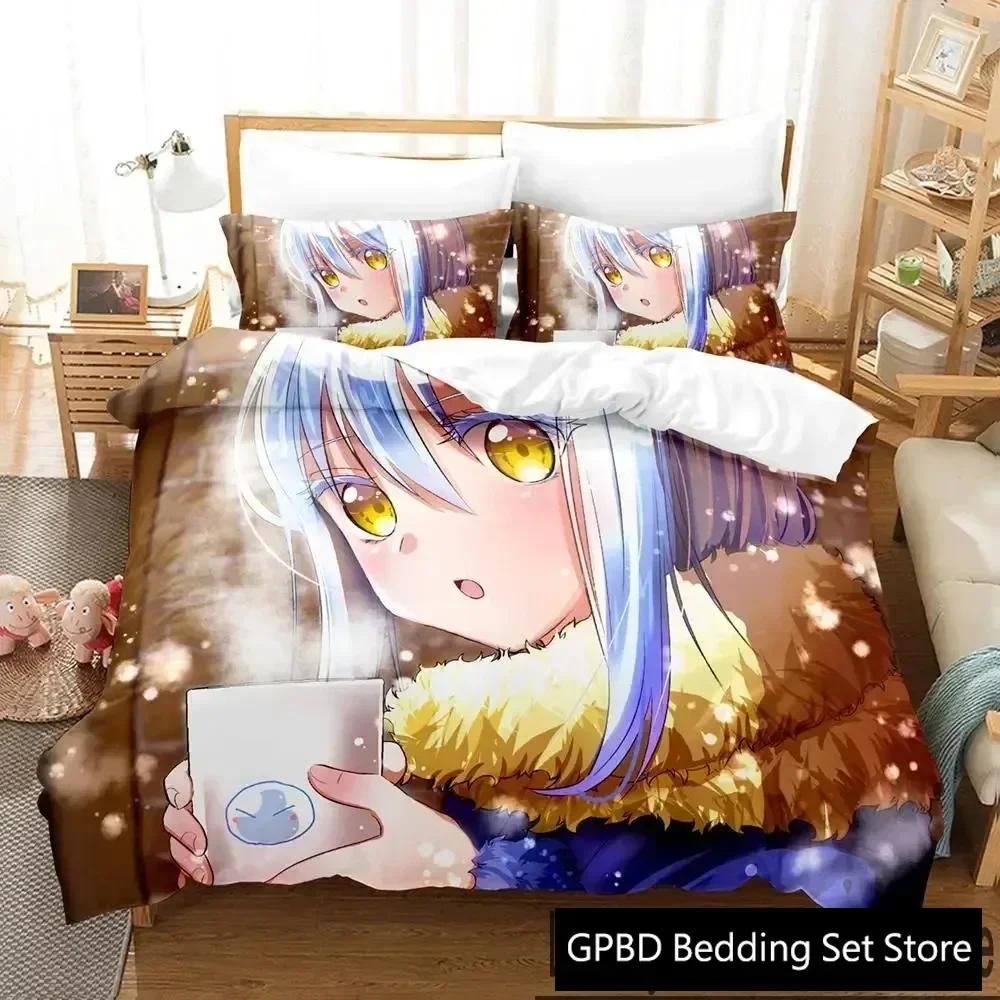 TenSura Rimuru That Time I Got Reincarnated As a Slime Beding Set 3D Printed Suitable for Bedrom Soft with Soft Fabric Duvet Cover Set Pilowcases
