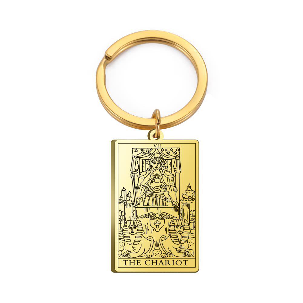 

Cross Tarot Card Stainless Steel Keychain and Backpack Pendant Silver