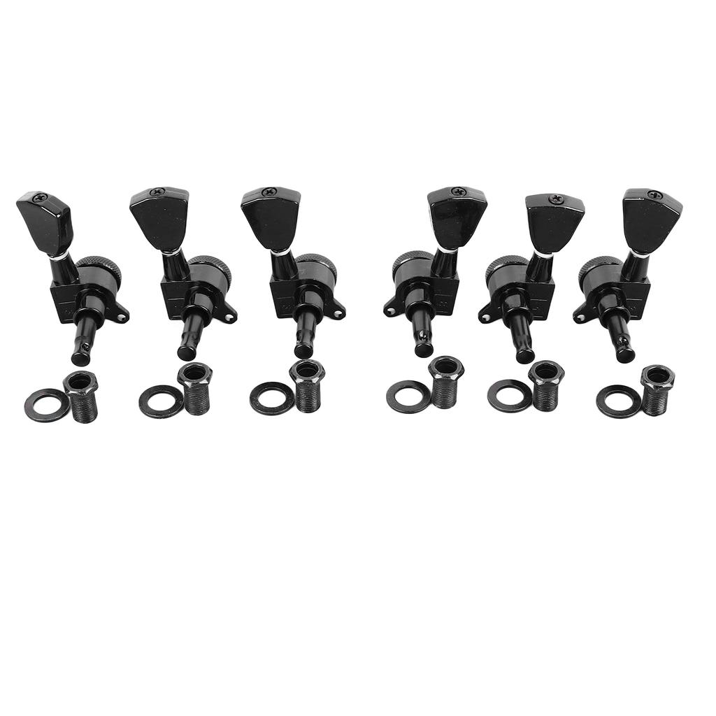 6PCS Guitar Locking Tuners Triangular Head String Tuning Key Pegs Machine Heads Replacement 3 Right 3 Left GC402A Black