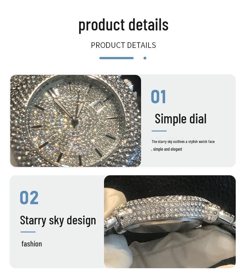 Orologio al Quarzo di Lusso 2026 Full Star: Stile Hip Hop con Intarsio di Diamanti e Cinturino in Acciaio per Uomini e Donne