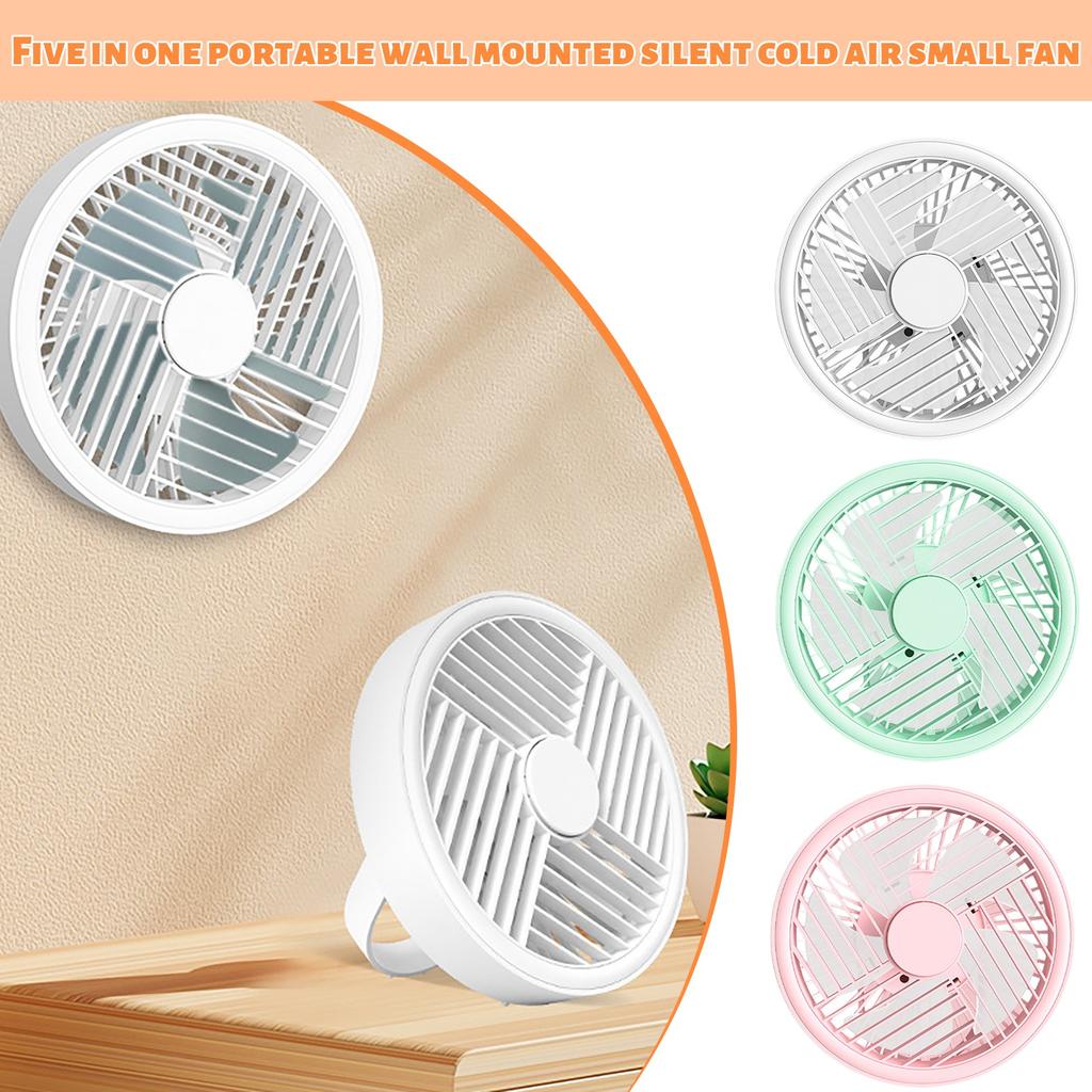 5 In 1 Portable Hanging Wall Fan – Silent Multi Functional Desktop Fan For Dorm & Outdoor Use