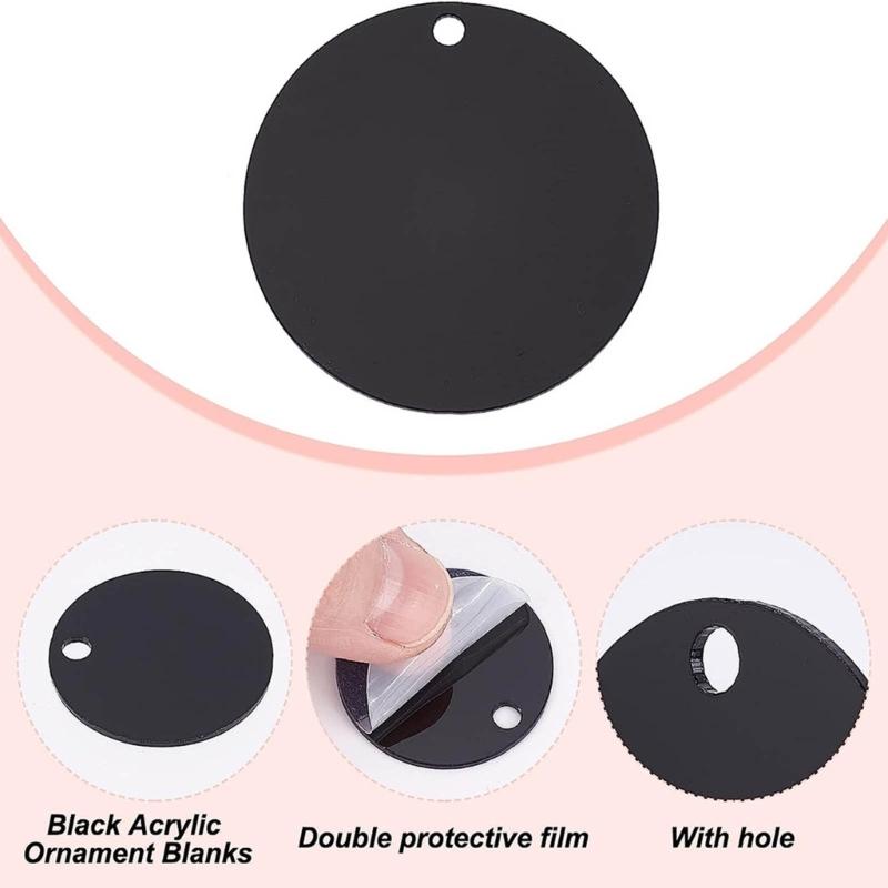 Pack of 30 Acrylic Round Panel Blanks Versatile Black Crafting Discs for DIY Projects Handmade Ornaments Party Decor