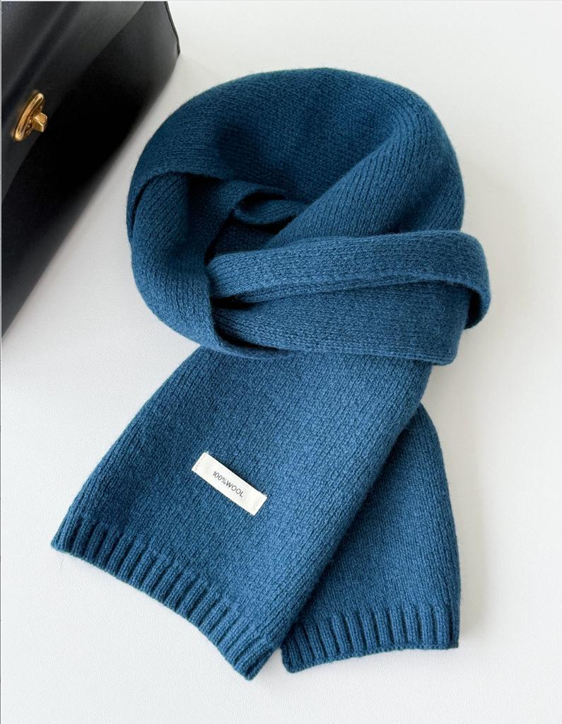 Autumn and winter new Australian 111 pure scarf women's solid color versatile warm knitted scarf light luxury high sense