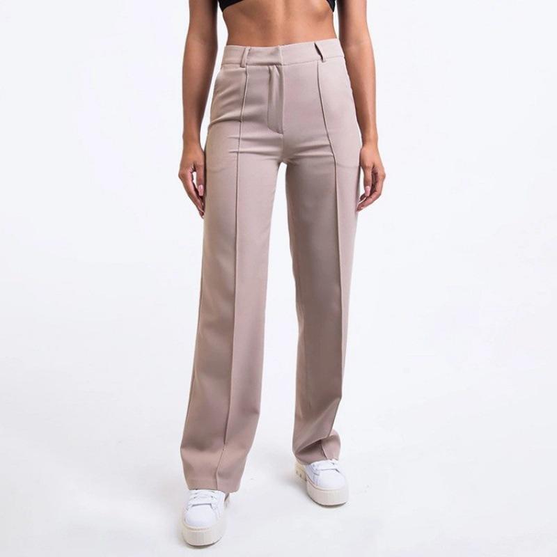 Commuter business casual pants spring and summer new solid color simple fashion straight wide-leg pants trousers slim-fitting women