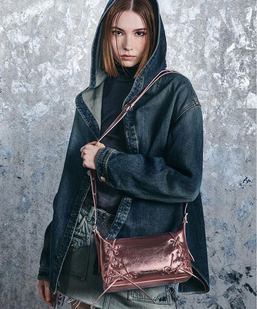 Charles & Keith Celia Gromit Lace-Up Shoulder Bag 2 Colors Ck2-40782413-A