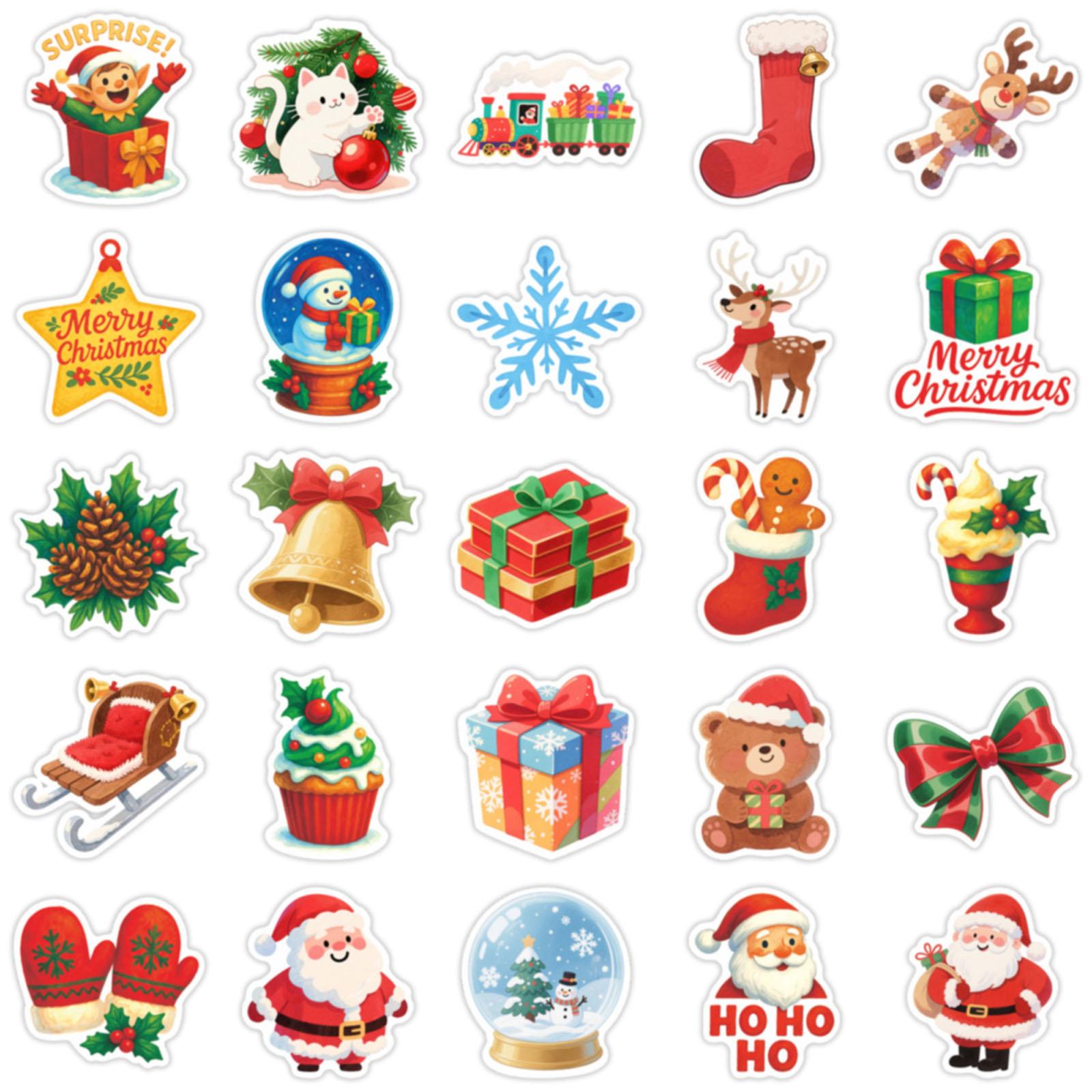 

50 Christmas-themed, Cute,decorative Stickers For Journals, Phone Cases, And Suitcases. One Size