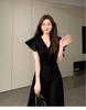 Hepburn-Style Black V-Neck Women's Summer 2026 High-End Long Dress