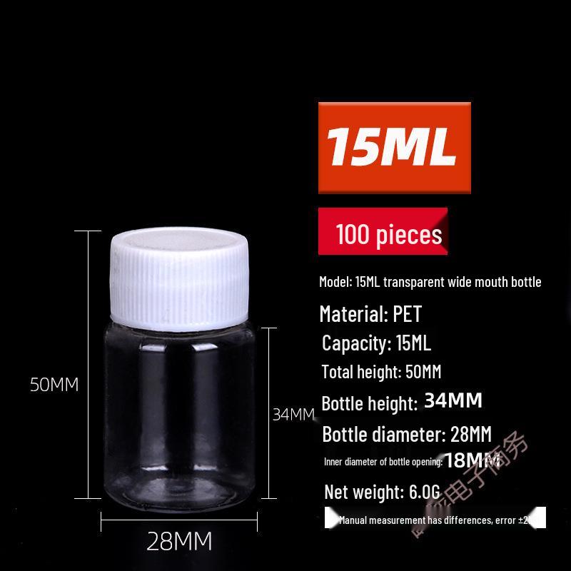 Piccola Bottiglia di Plastica Trasparente per Medicine (15/20/30/50 ml) per Liquidi e Campioni