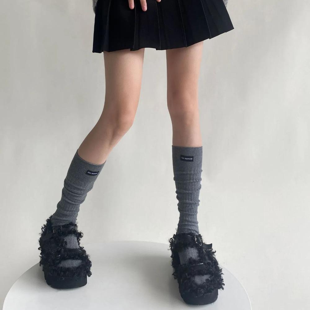 Black Lable Long Socks High Tube Knitted Stocking Fashion Knee-high Socks  Autumn