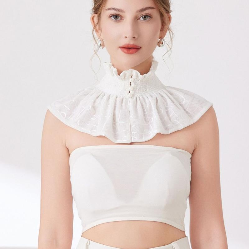 Victorian Ruffle Faux Collar Courtstyle Detachable Collar For Women Dresses Sweater Easy Wear Fashion Neck Accessory