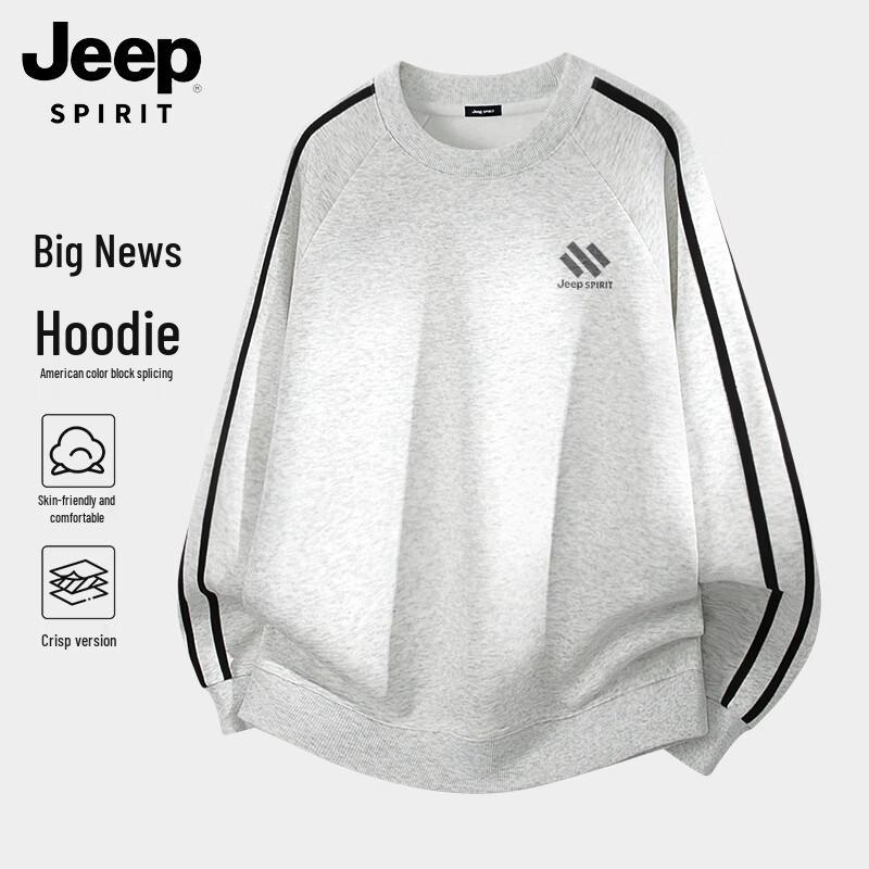 

JEEP SPIRIT Men s 2026 New Round Neck Color Block Sweatshirt XL