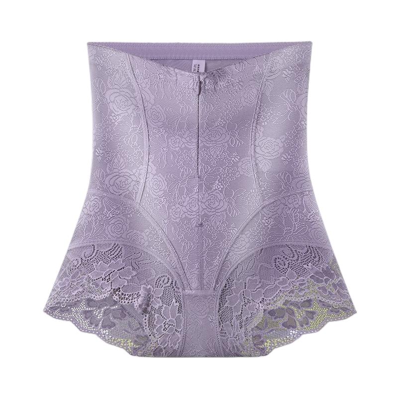 

High Corset Postpartum Waist Zipper Double Layer Compression Shaping Panties 2XL（65-72.5kg） фіолетовий