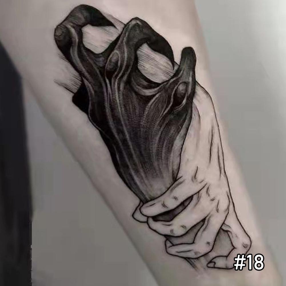 

Темные наклейки для татуировок, водонепроницаемые долговечные татуировки, наклейки для тела, ручная роспись, художественная паста, татуировка для женщин и мужчин 18