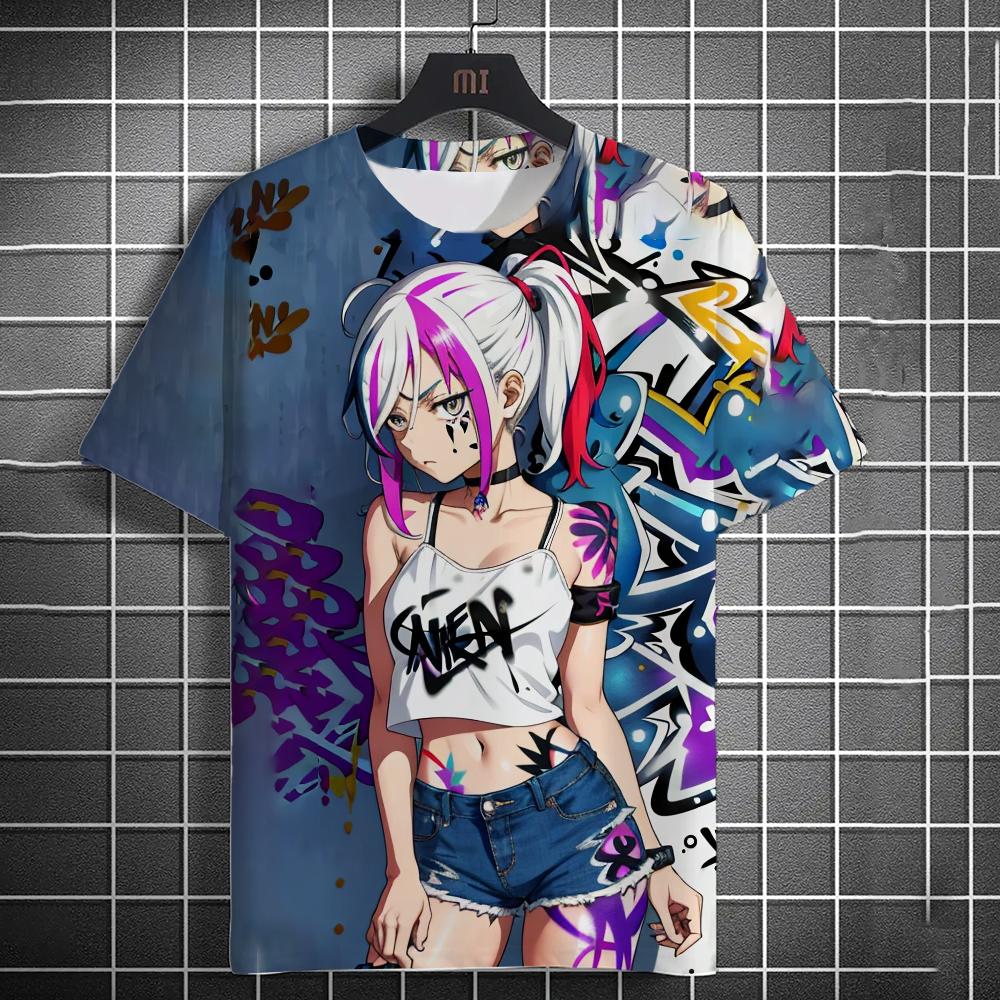 Men's T-Shirts Anime Character Graffiti Tee 3D Sexy Beauty Print Poster Style T Shirt Trend Men/Women Short Sleeve Y2k Tops