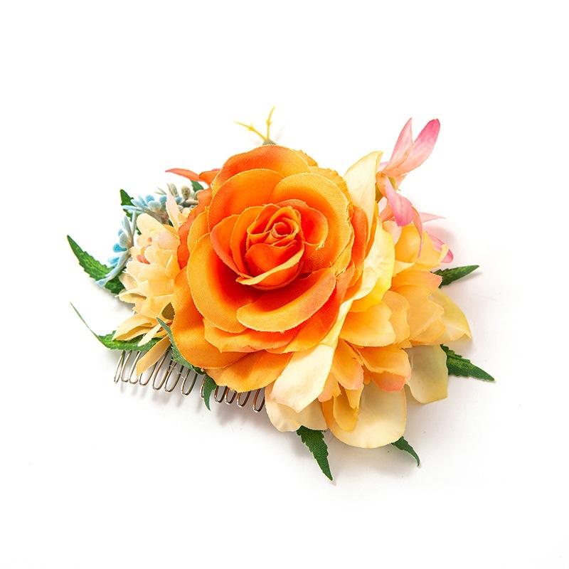 Bohemia Brides Wedding Flower Hair Comb Hairpin Bridesmaid Headdress Hair Combs Hair Accessories For Women Girls Floral Hairpins