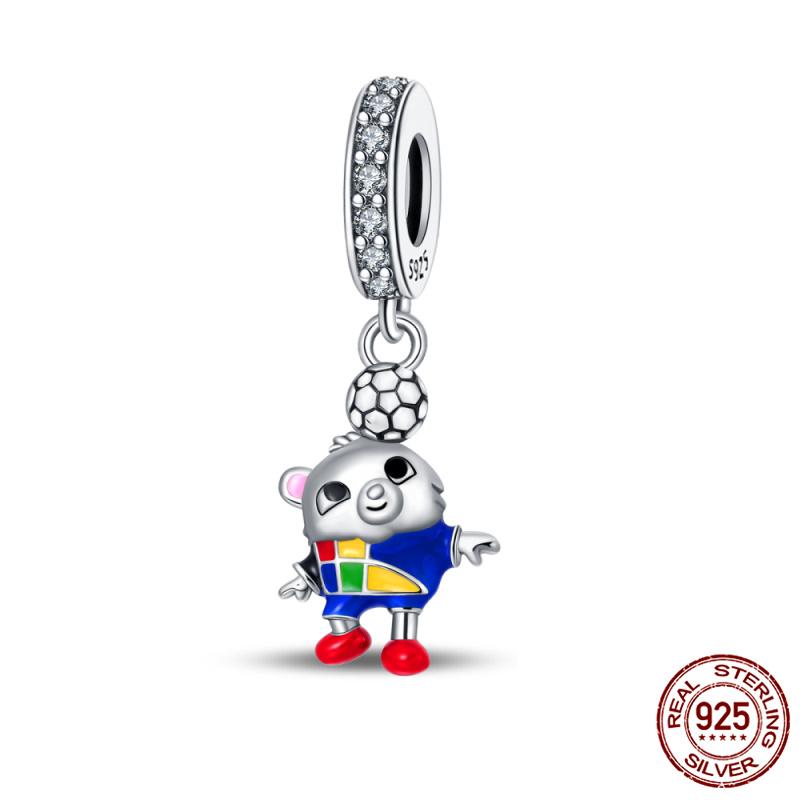 Compatible With Authentic Original Bracelets and 3MM Bracelets Do It Yourself European Football Charm Bead Components 100% Copper Metal High Quality