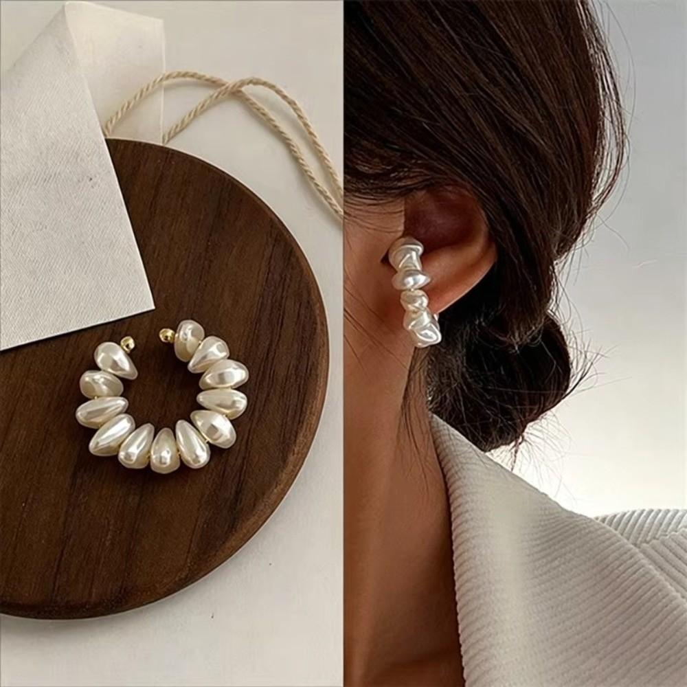 Vergoldeter C-förmiger Ohrclip Imitation Perle Gold Schmuck Eleganter C-Form Ohr-Manschette Schmuck