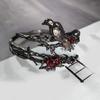 Elegant Floral Adjustable Metal Bracelet Dark Theme Crow Rose Designs Versatile Gothic Accessory