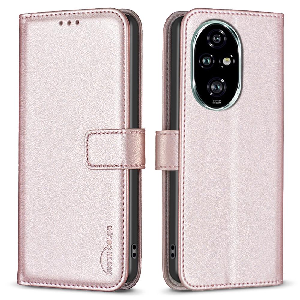 

BINFEN COLOR BF17 Чехол-кошелек для Honor 200 Pro 5G из искусственной кожи, откидная крышка для телефона Rose Gold