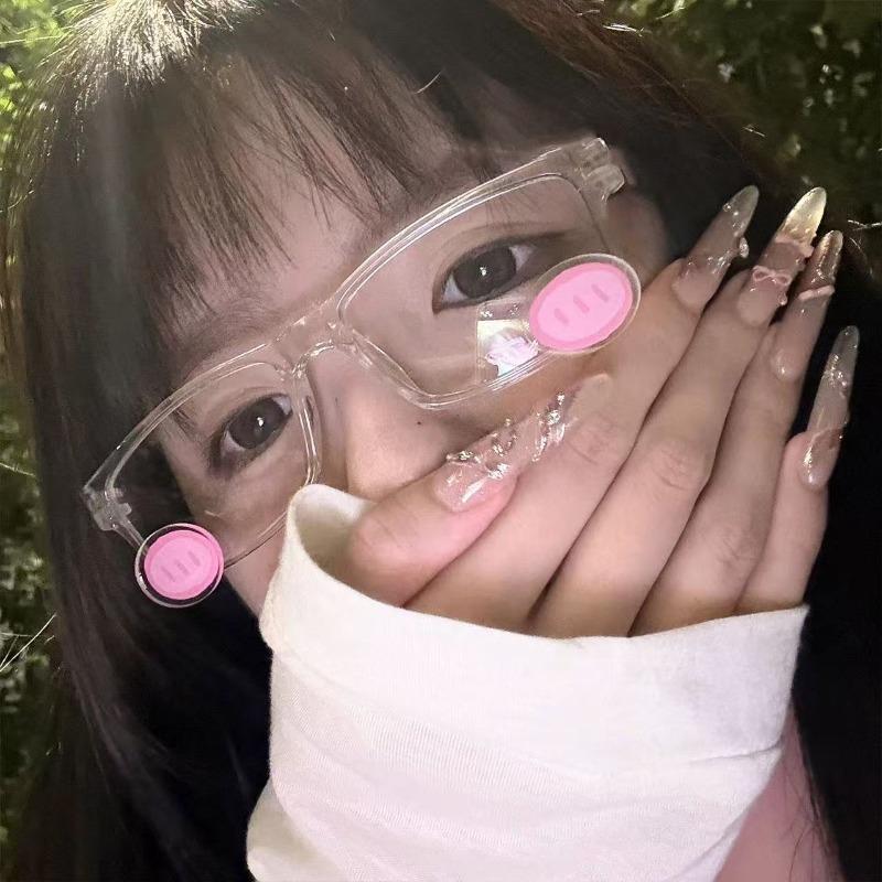 Ins Powder Blusher Glasses Anime Cosplay Kawaii Eyewear Acrylic Transparent Fashion Retro  Eyeglass Sunglasses Accessories
