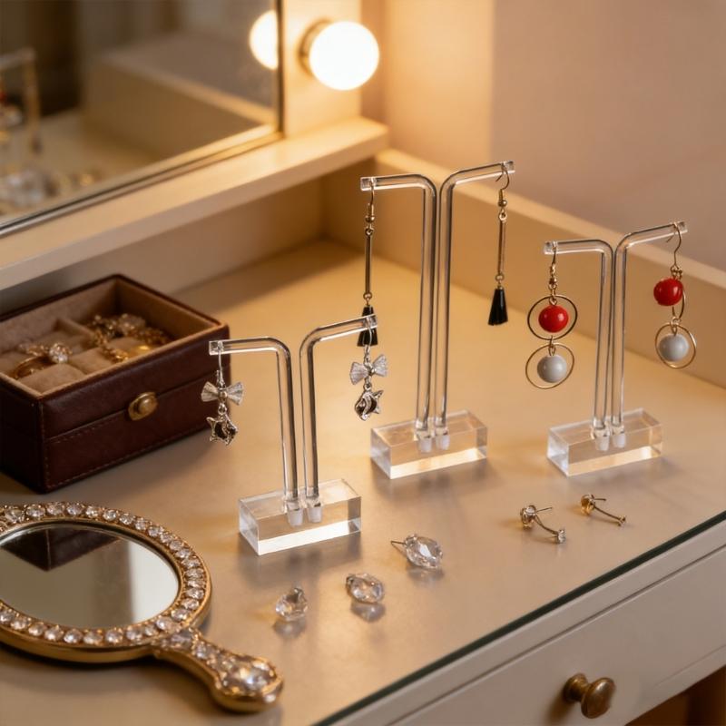 Set da 3 Pezzi Espositore per Gioielli in Acrilico Per Orecchini A Lobo Con Design Multi-Livello e Base Solida Organizer per Gioielli