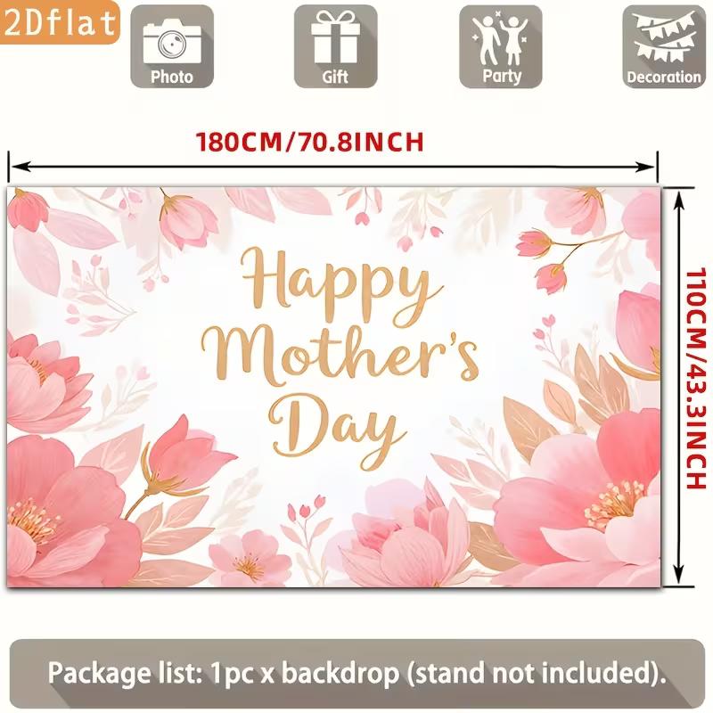 2D Happy Mother's Day Celebration Background, Soft Pink Flower Decor