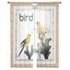 Bird Flower Yellow Branch Tulle Curtains for Bedroom Living Room Printed Sheer Curtains Summer Home Decor