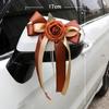 Set of 8 Nuptial Car Adornment with Ribbons Beautiful Silk Bowknot Auto Glasses Adornment for Matrimonial Ceremony