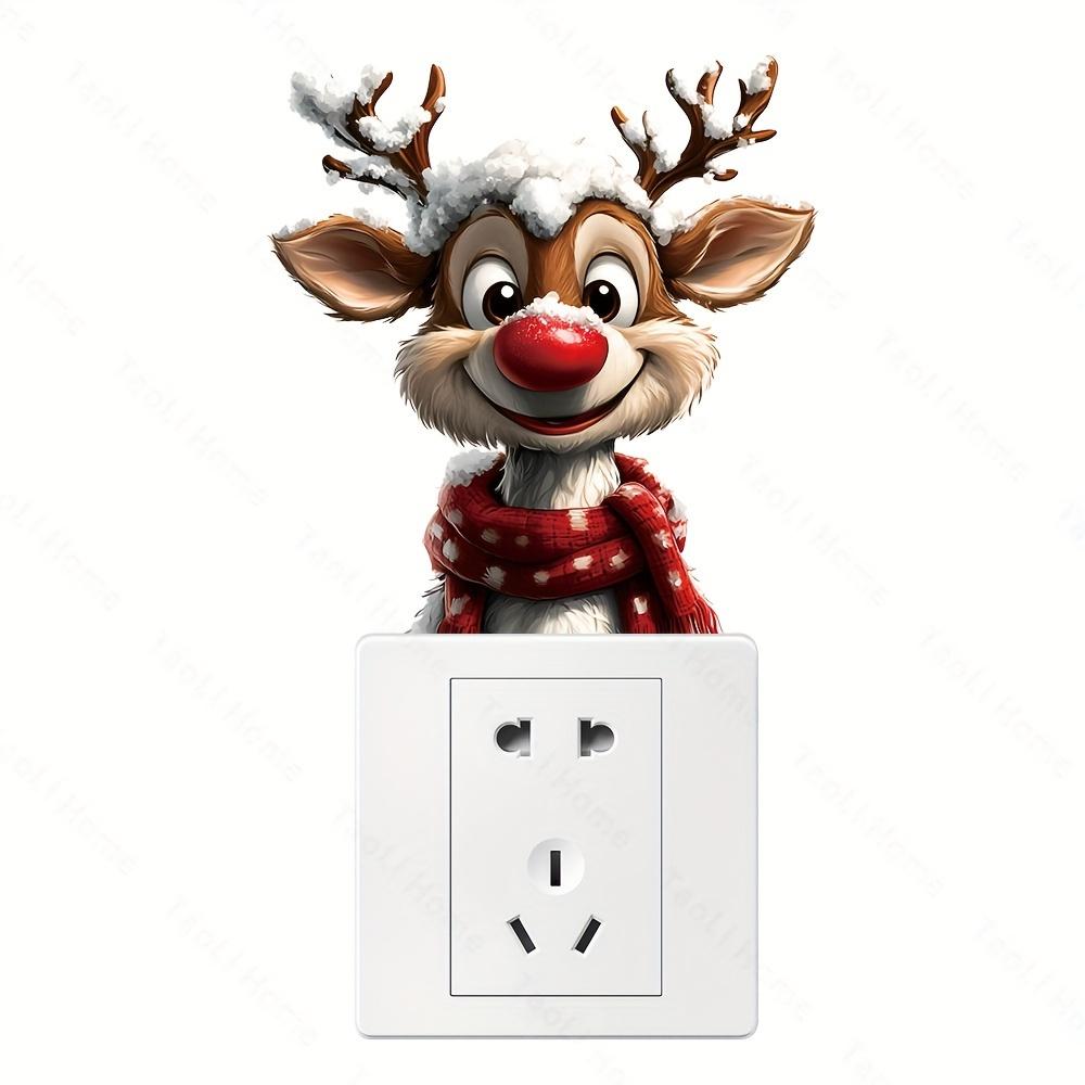 

Милые наклейки с оленями Наклейка на выключатель Светодиодная наклейка Рождественское украшение для дома Виниловая наклейка Декор для спальни, ванной комнаты, гостиной