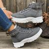 Fashion Fashion Women Warm Boots Mid Heels Shoes Winter Students Flat Boots Walking Pure Color Lace-up Boots Shoes Casual Sports Shoes