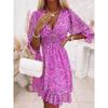 Loose Printed Short Sleeve Sleeved Floral Dress Loose Short Sleeve Floral Dress