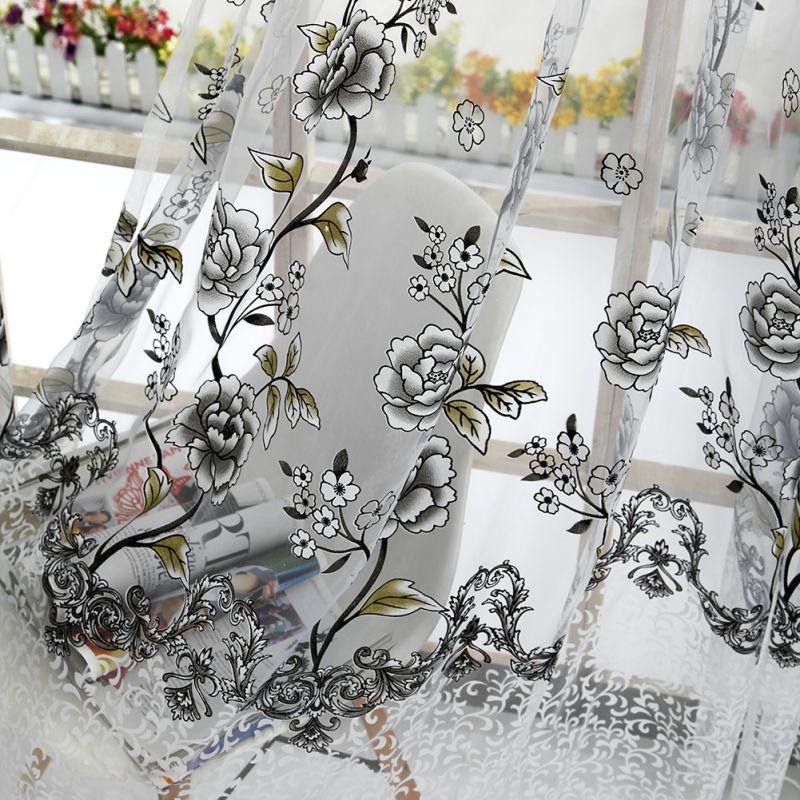 1PC Tulle Curtain For Bedroom Kitchen Kids Room Decoration Louver Window Treatments Romantic Butterfly Pattern Sheer Drape