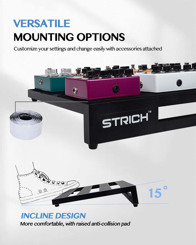 STRICH Guitar Pedal 56 X 32cm Aluminum with Carry Lightweight Effects Guitar Pedal Standard 22 Board, Alloy, Bag, 1.21kg Board, (Angled)