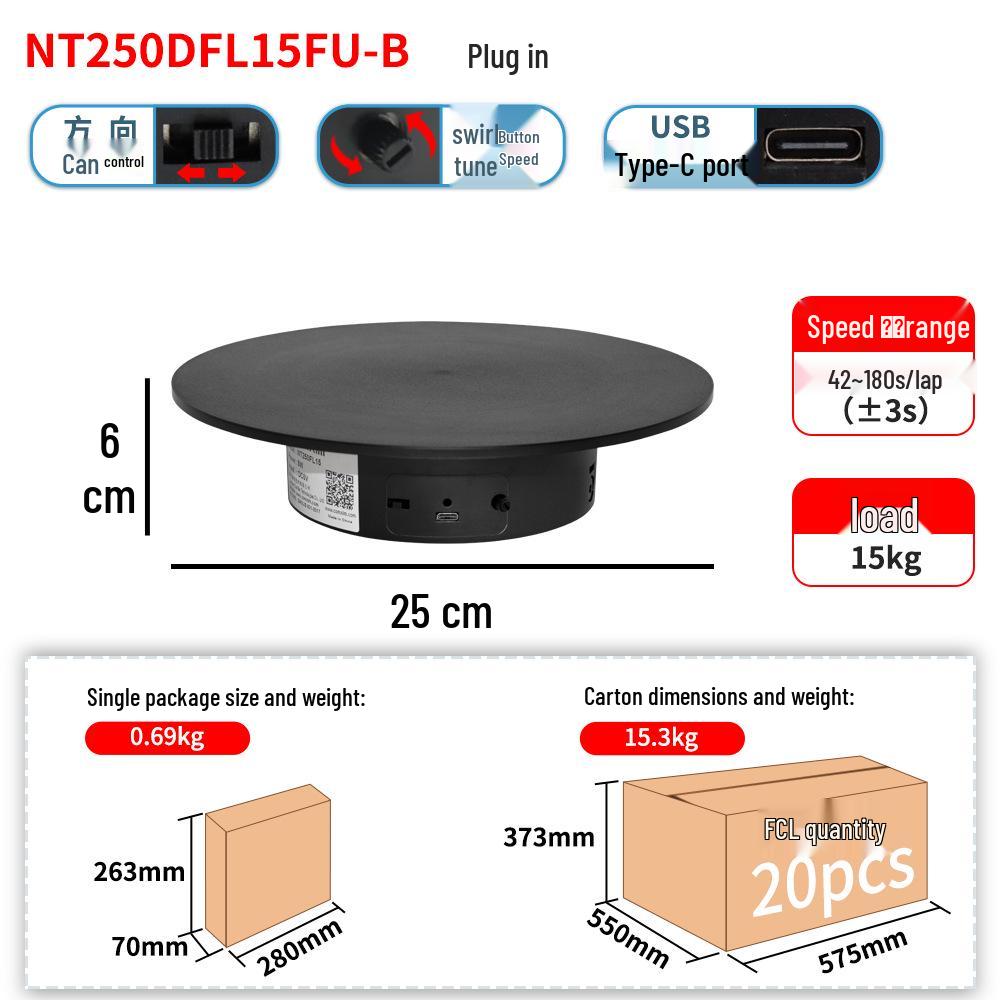 Electric Variable Speed Rotating Turntable for Photography: 360° Panoramic Display Stand for Live Shoots and Video Production