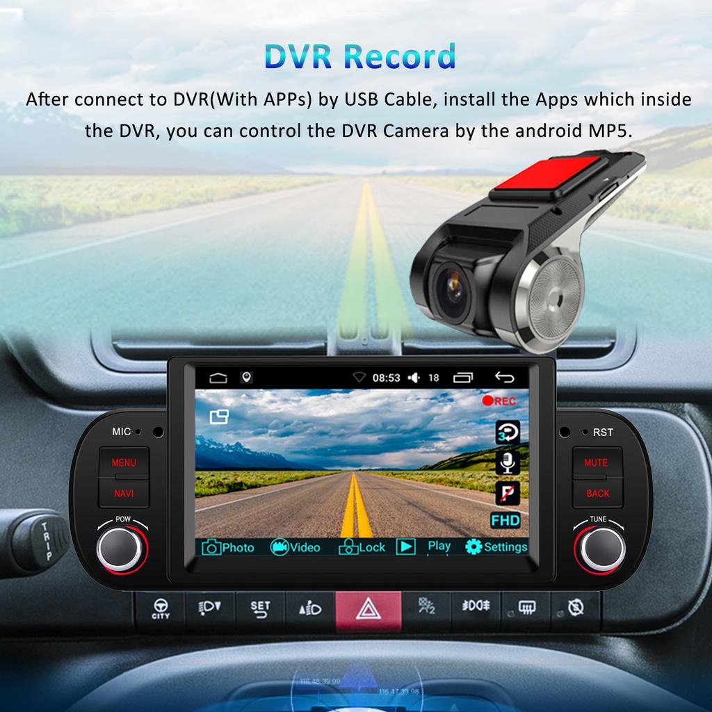 Radio multimedia para Fiat Panda 2013-2020 con Android, vídeo, estéreo, Android Auto, Carplay, GPS, DVD, unidad principal de 7 pulgadas, 1 DIN