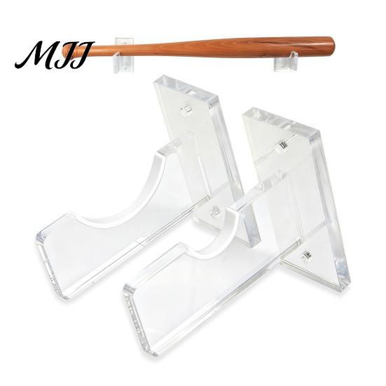Sturdy Acrylic Mount 2PCS Baseball Bat Display Stands, Wall Space Saving Professional Rack Holders, Soft Lining Protection Organizers for Sports