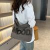 Retro large-capacity canvas bag, street trend simple letter bag, fashionable personality shoulder messenger bag